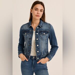 Indigo rain Women’s Denim Jacket Size S Button Front Dark Wash Classic